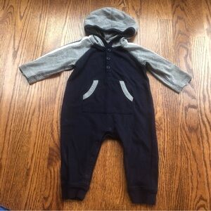 Tea Collection Navy and Gray Hooded Romper